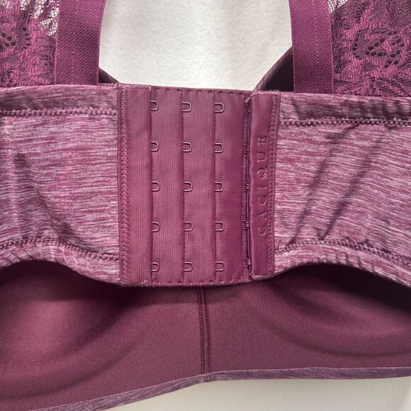 Cacique 40DD Purple Lace Racerback Underwire Bra W/ Adjustable Straps - Picture 6 of 11